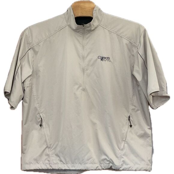 Nike Golf Clima-Fit Beige Windbreaker Vents Short Sleeve 1/4 Zip 2XL XXL Cowboys - Picture 1 of 6
